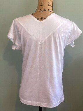 Women’s Soft White V‑Neck Dolman Short Sleeve Everyday Casual Top